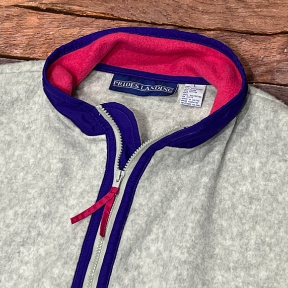 VTG Prides Landing Gray Zip Up 1980s Fleece Coat Jacket Outerwear - Picture 3 of 8